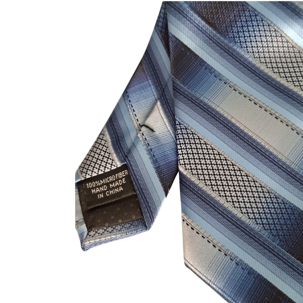 Stacy Adams Necktie Men Blue Striped Signature Gold Microfiber Designer Tie SEO